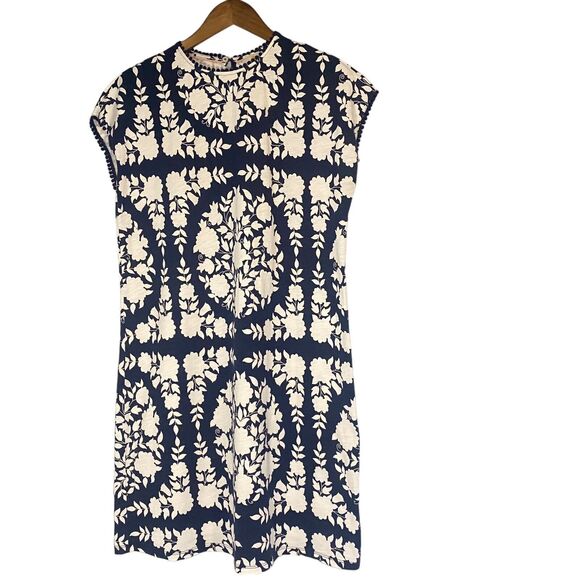 Boden Dresses & Skirts - Boden Womens Trim Detail T-shirt Dress Navy White Geometric Floral Size 8